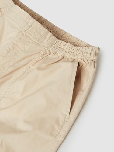 Max Girls Solid Cargo Trousers, Beige, 8-9 Y
