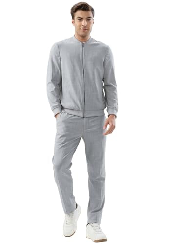 Park Avenue Men Neo Fit Structure Pattern Poly Viscose Blend Rib Collar Full Sleeve Formal Suit Grey