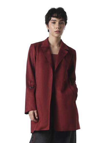 ONLY Women's Solid Regular Fit Maroon Coat