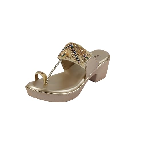 Mochi Women Chappals 1.5 And Gold Above UK/6 EU/39(35-2054)