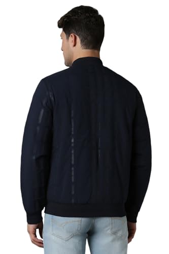 Men Casual Navy Textured Jackets
