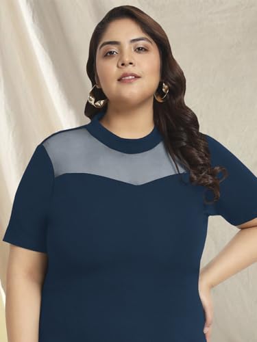 wild U Women Blue Plus Size Dress | Half Sleeve | Bodycon | Stretchable | Clubwear | Western Stylish (Blue - 8XL)