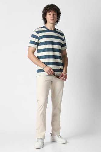 Men Cream Solid Trousers