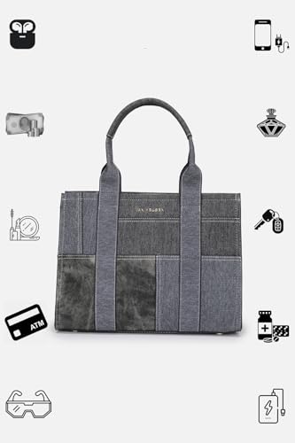Women Grey Patterned Casual Handbag