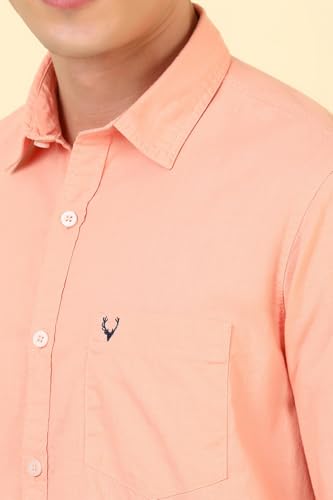 Allen Solly Men Peach Solid Full Sleeves Casual Shirt