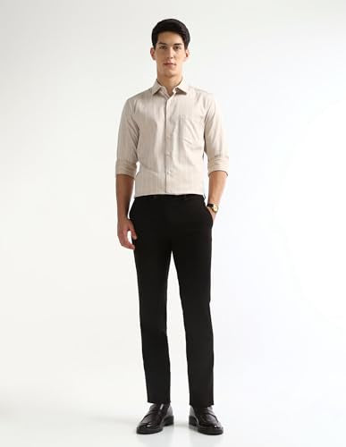 Arrow Men's Textured Dobby Trousers (ARAKTR2031_Black_32)