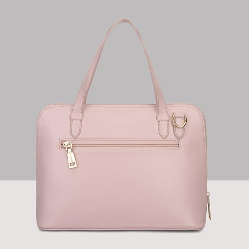 Caprese Scarlet Small Satchel Bag for Women | Printed Faux Leather Handbag | Multi-Compartment Purse | Adjustable & Detachable Strap | Zipper Closure | Stylish Everyday Bag (Pink Sorbet)