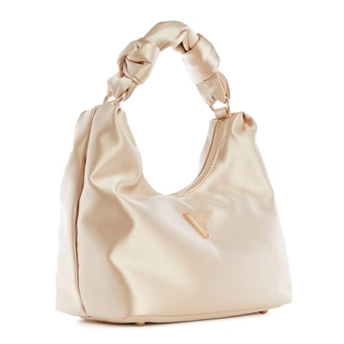 Guess Women Pale Gold Solid Velina Hobo Bag