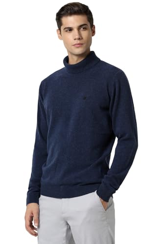 Peter England Men Navy Solid Turtle Neck Sweater