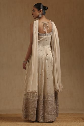 Soch Womens Cream Tissue Embroidered Suit Set With Sequins