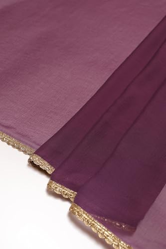 Soch Womens Purple Fendi Embroidered Suit Set With Thread Work