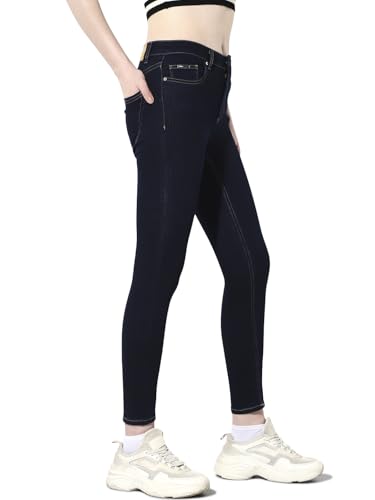 ONLY Women's Solid Skinny Fit High-Rise Dark Blue Jeans