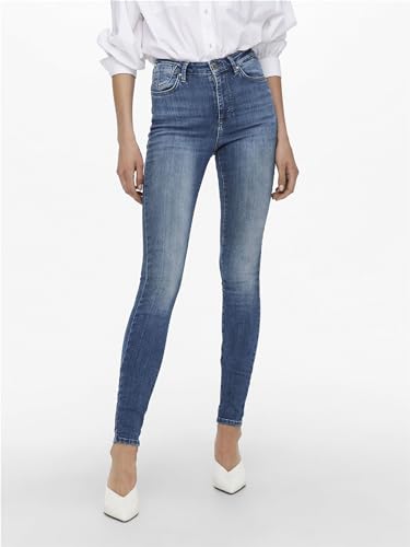 ONLY Women Washed Cotton Blend Skinny Fit Mid Rise Blue Jeans