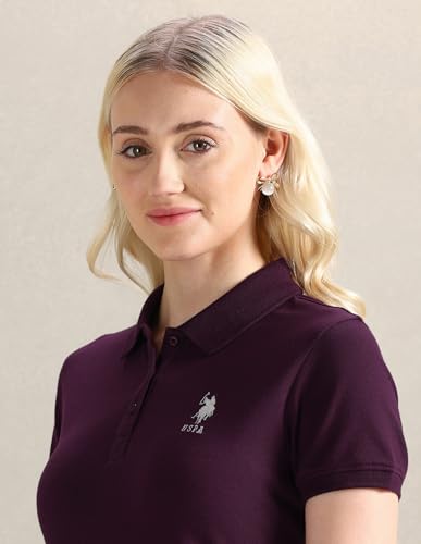 U.S. POLO ASSN. Women's Regular Fit T-Shirt (UWAW24PTS153_Plum