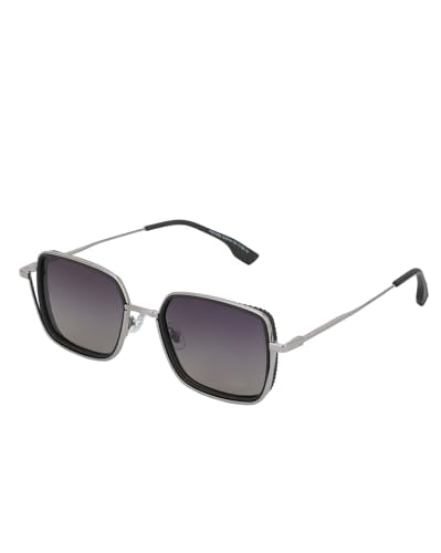 Carlton London Premium Silver with Black Toned & Polarised Lens Square Sunglass for men