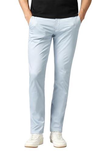 Men Light Blue Textured Trousers