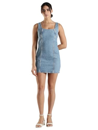 Cotton Square Neck Denim Dress