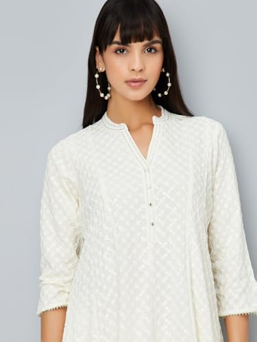 Max Women's Wool Regular Kurta (KALKUR52006_Off White