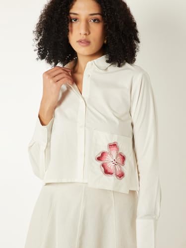 Max Women Embroidered Shirt (White_S)