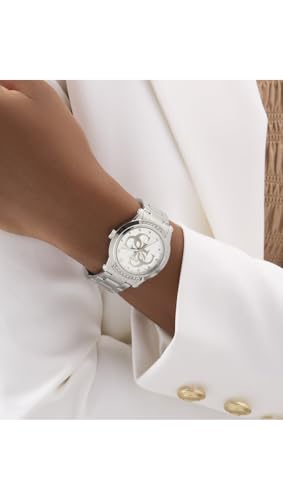 GUESS Gt Annette Analog Watch for Women with Silver Round Dial & Silver Stainless Steel Bracelet Band Water Resistant Women's Wrist Watches - GW0861L1