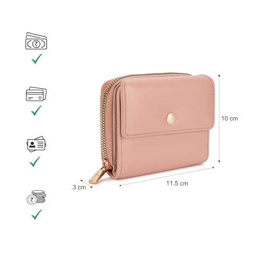 Fastrack Women's Mini Organizer Wallet | Flap Closure, Tri-Fold Design, Zip Coin Pocket, Card & Cash Slots | Compact & Organized | 6 Months Warranty