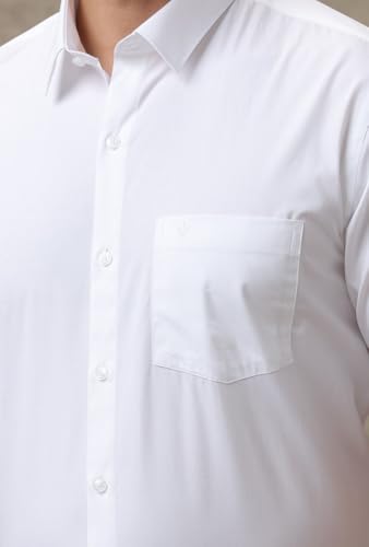 RAMRAJ COTTON Mens Cotton Solid White Full Sleeve Shirt (40; White)