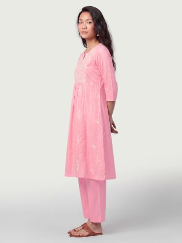 Max Women Embroidered A-line Kurta Set(Pink_XL)