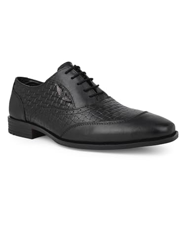 ALBERTO TORRESI Men's Formal Leather Shoes: Lace-up Closure for Comfortable and Stylish Office Wear - Black - 8 UK/India
