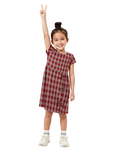 Max Girls Checked A-line Dress (Red_3-4 Y)
