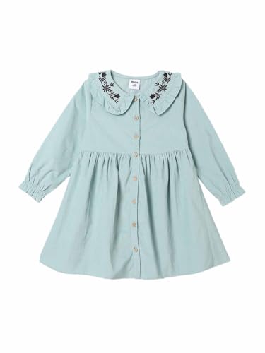Max Girls Embroidered Collar Dress(Green_2-3 Y)