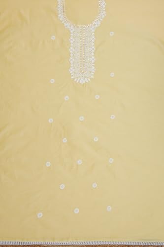 Soch Womens Yellow Chanderi Embroidered Unstitch Dress Material With Thread Work