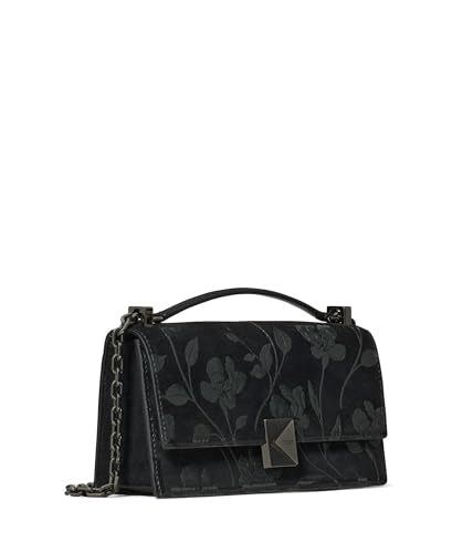 kate spade new york womens Deco Mini Leather Flap Chain Crossbody, Black Suede, One Size