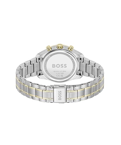 BOSS Grand Tour Women's 3H Quartz Chronograph Watch, Stainless Steel, 3ATM/30m Water Resistant - Stylish, Elegant Timepiece - Gift for Her, 38mm, Silver-Green
