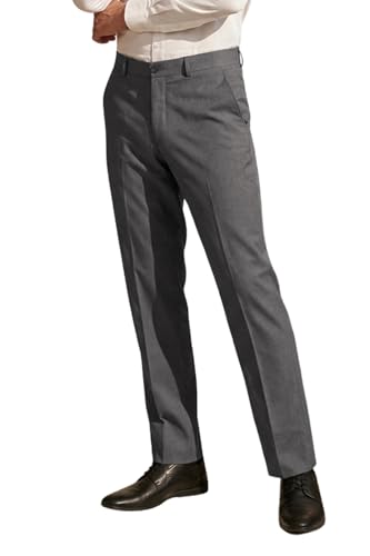 Louis Philippe Men Grey Slim Fit Solid Flat Front Formal Trousers