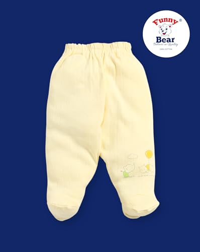 Funny Bear New Born Baby Pants with Booties/Socks Baby Leggings Cotton Pajama for Girl & Boys Combo 6 (Multi 1, 0-3 Months)