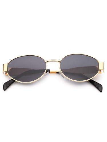 Vibe lens by HASHTAG EYEWEAR Retro Oval Sunglasses for Women | UV400 Protection Shades | Lightweight Metal Frame | Vintage Style Eyewear | Classic Elegant Design