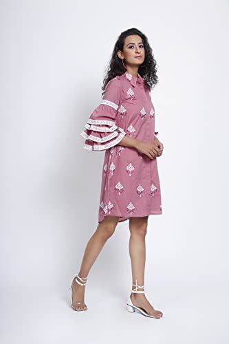 The Grooming Collection - Shirt Dress with Lace Detailed Sleeves (X-Large)