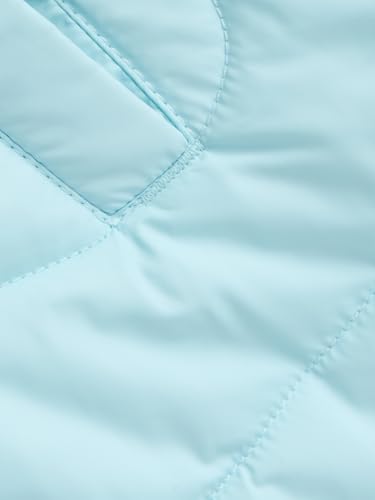 The Souled Store Hearts Women and Girls Full Sleeves Spread Collar Light Blue Chevron Quilted Polyester Oversized Fit Lightweight Casual Puffer Jacket