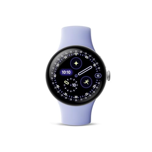 Google Pixel Watch 4 (41mm) - Android Smartwatch with Heart Rate and Sleep Tracking - 30-Hour Battery - Fitness Tracking - Google AI - Polished Silver Aluminum Case - Iris Active Band - Wi-Fi