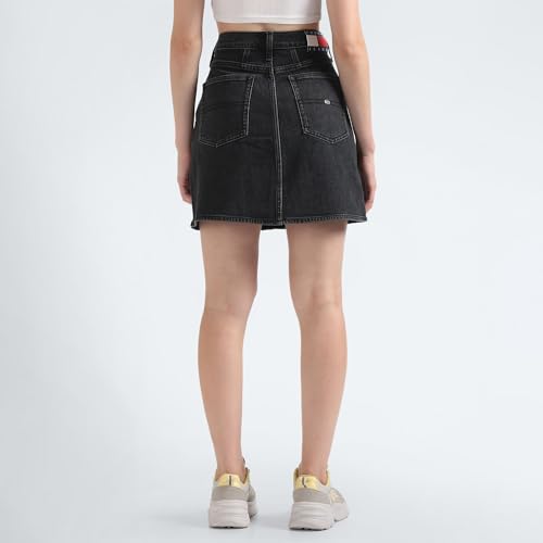 Tommy Hilfiger Cotton Black Solid Women Denim Skirt (M)