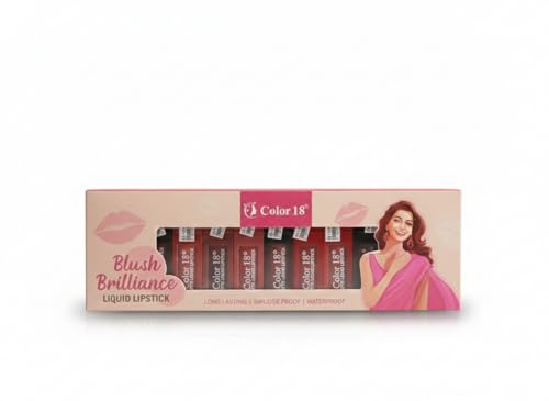 Color 18 Blush Brilliance Liquid Lipstick Set | Long Lasting Matte Liquid Lipstick for Women | Smudge Proof, Waterproof, Transfer Proof | New Shades of Gift Set Combo Pack (Pack Of 12)