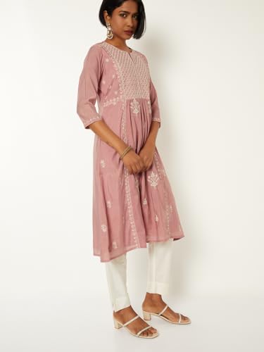 Max Women Embroidered Kalidar Kurta (Pink_L)