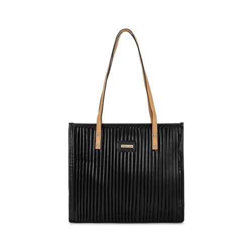 Fastrack Women's Tote Bag with Stitch Detailing and Comfortable Shoulder Straps | Spacious Main Compartment Fits Upto 13" Laptop with Zip Closure and Inner Slip Pockets | Trendy Women's Handbags
