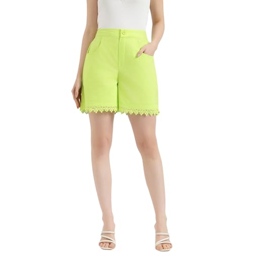 United Colors of Benetton Regular Fit Solid High Rise Shorts (Size: M) - 26P4WVNSH309IWL1 Green