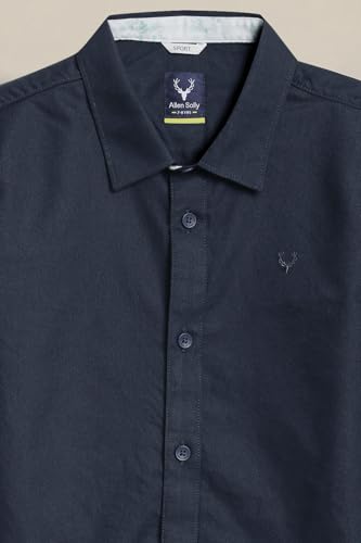 Boys Navy Solid Casual Shirt