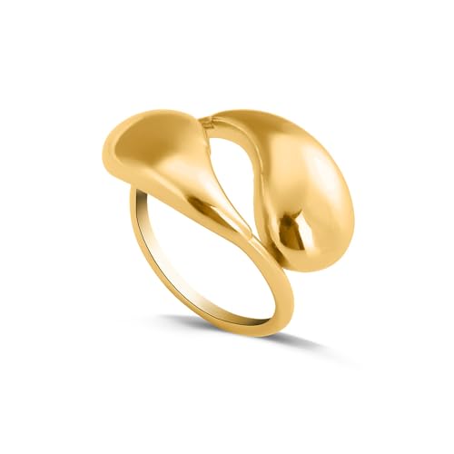 PALMONAS Gold Plated Adjustable Finger Ring for Women - Gift for Girls & Women | Waterproof & Anti Tarnish Rings, 18k Gold Plated Rings