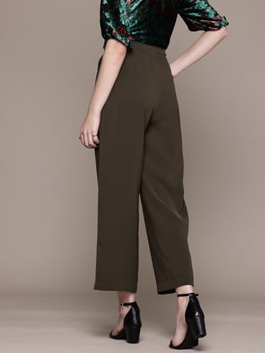 Label RITU KUMAR Solid Full Length Pant Olive