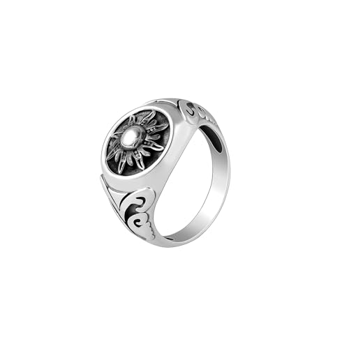 GIVA 925 Oxidised Silver Solace Sun Ring for Him, Fixed Size, Indian -22 | Gifts for Men and Boys | With Certificate of Authenticity and 925 Stamp | 6 Months Warranty