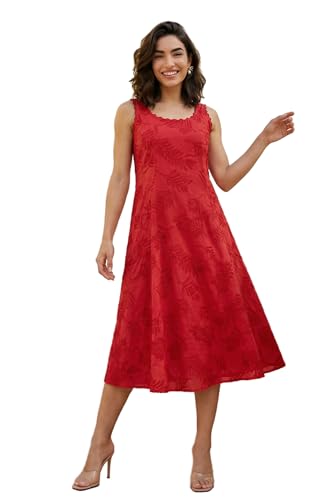 W for Woman Red Thread Embroidered Pure Cotton A-line Dress - (W13745-401411-L)