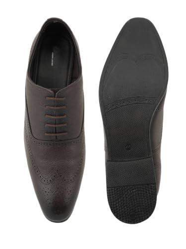 RAI SAHAB Formal Shoe for Men | Lace-Up Oxfords for Business & Casual Wear | Stylish Design with Comfortable Fit for All-Day Support(6405BRN-12UK) Brown